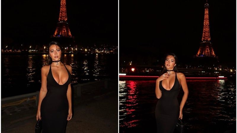 Alba Vukaj vjen “përvëluese” nga Parisi, pozon me një fustan të zi me dekolte të zbuluar derisa mahnit me linjat